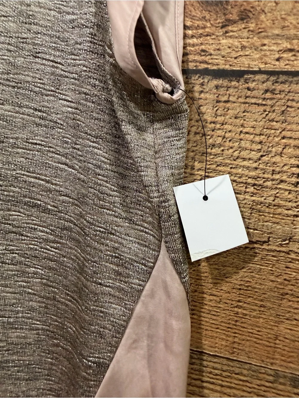 NWT Short Sleeve Mixed-Media Top in Blush & Shimmery Heathered Gray Sz XL